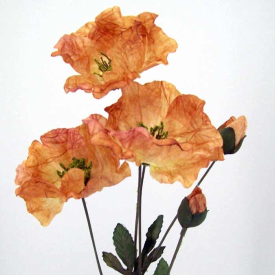 Silk Poppies Amber 70cm Artificial Flowers